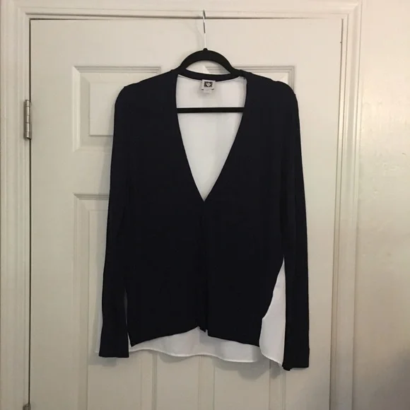 Anne Klein Navy Blue & Ivory Sweater - Picture 1 of 6